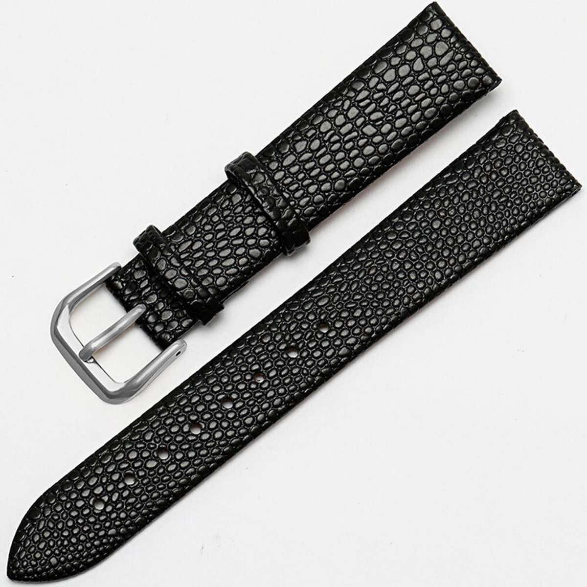 Echte hagedissenleren horlogeband voor heren, 20 mm breed - Zwart-zilveren gesp, echte hagedissenleren horlogeband, snel te openen, cadeau
