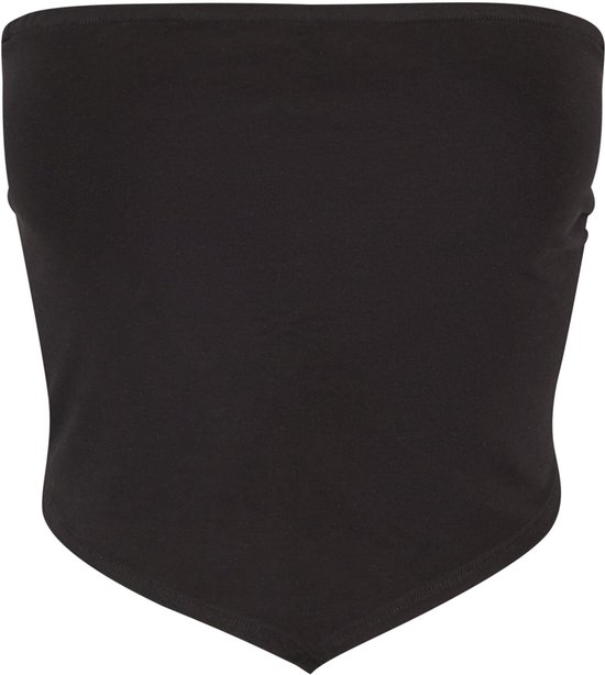 Zwarte bandeau top met punt aan de onderkant.