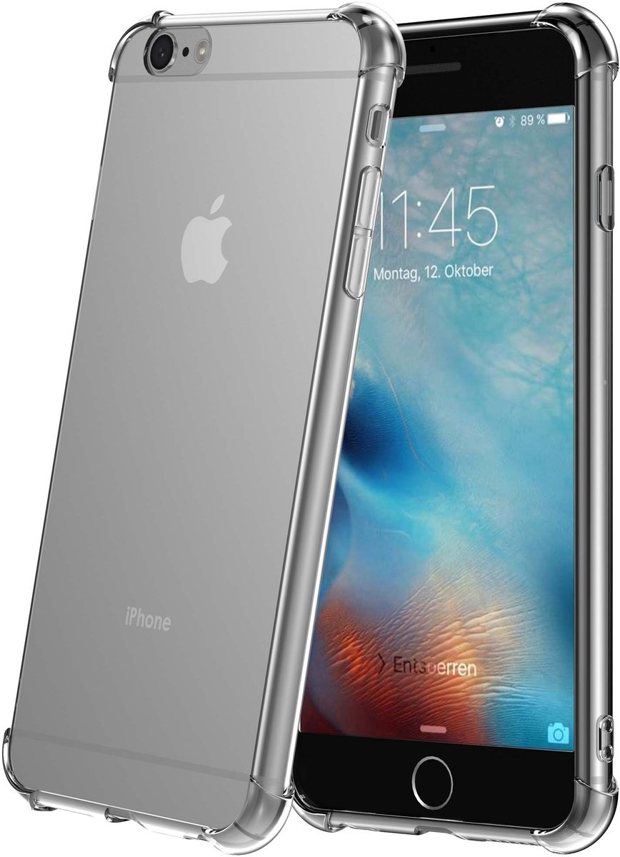 Geschikt voor iPhone 6/6s Telefoonhoesje Schokbestendig Transparant met Stootrand - Siliconen TPU ShockProof Back Cover Case Doorzichtig - ProtX
