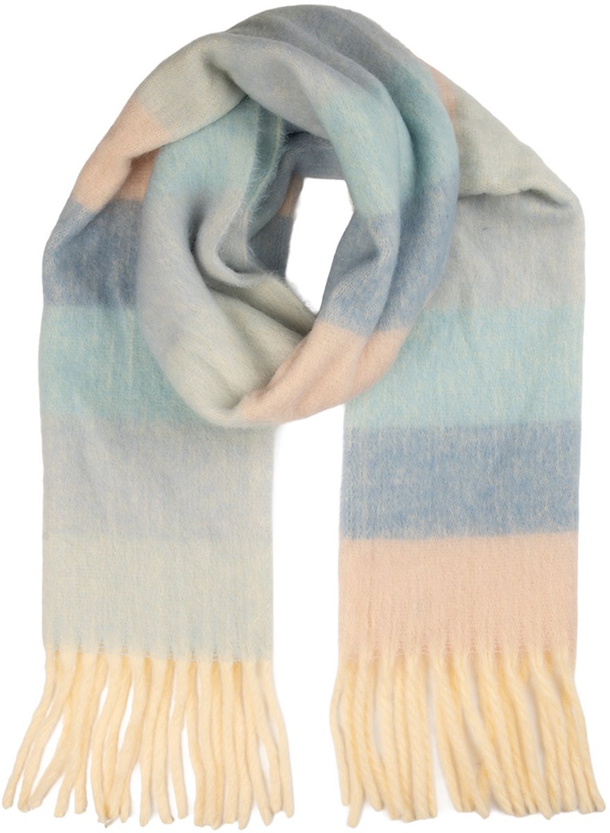 Clayre & Eef Wintersjaal Dames 40x180 cm Blauw Textiel