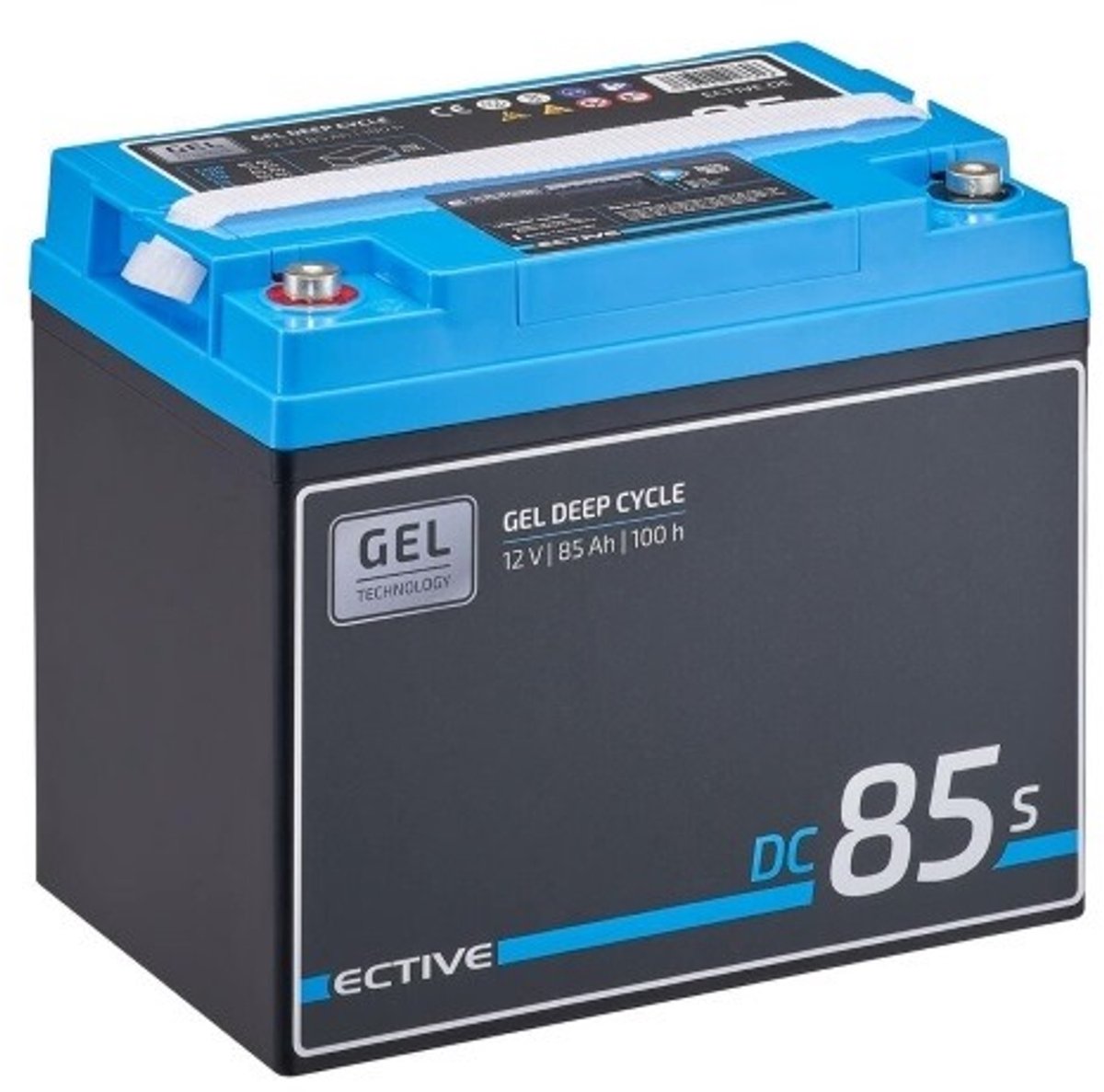 Accu gel 12V Ective DC serie S met LCD - grootste accu's alleen afhalen - DC 85S gel (85Ah)