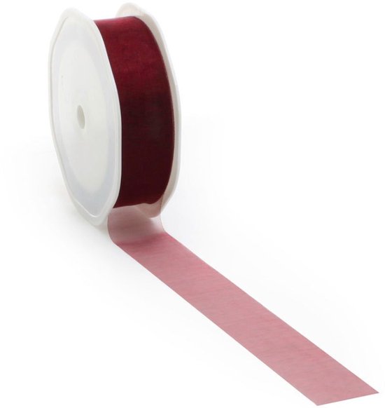 Foto: Bordeaux voile lint voor stijlvolle decoraties en creaties 70 mm 25 mtr 