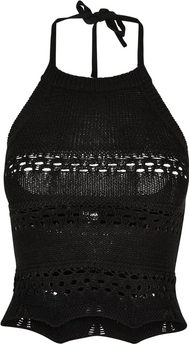 Urban Classics Short Crochet Knit Neckholder Mouwloze top M Zwart