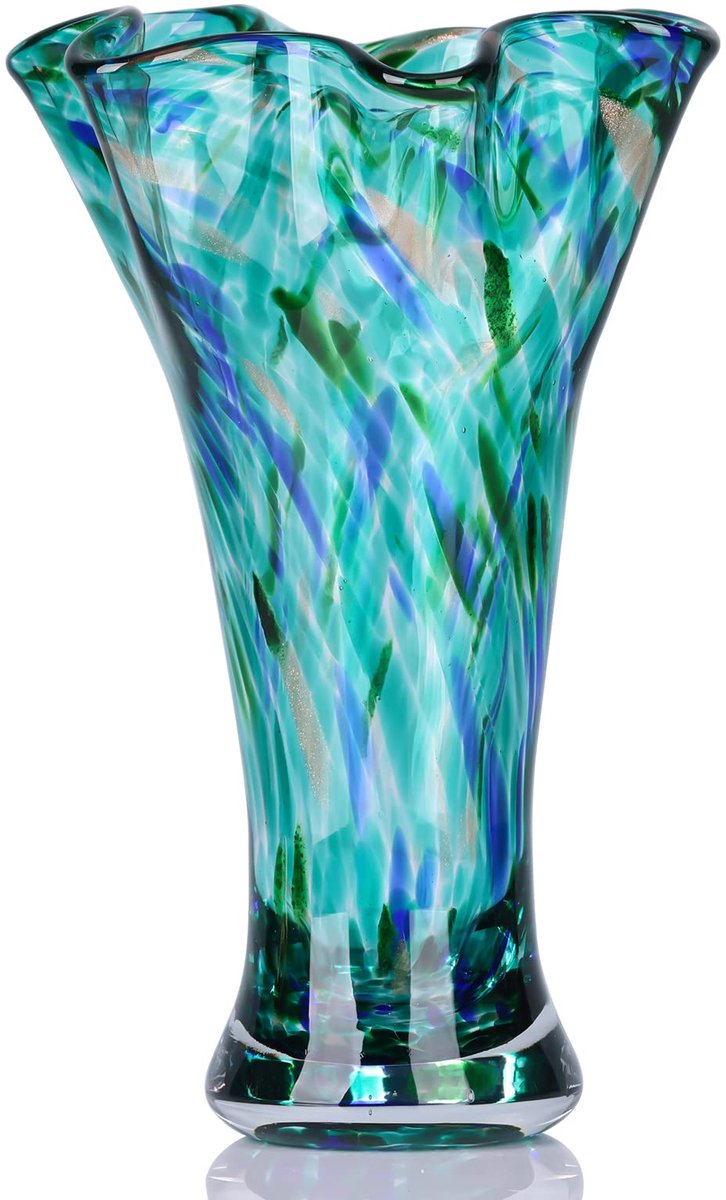 Glazen vazen ??voor bloemen, handgeblazen glazen vaas, woondecoratie, groene bloemenvaas m