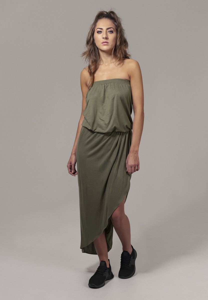 Urban Classics Viscose Bandeau Dames Maxi-jurk – S Zwart