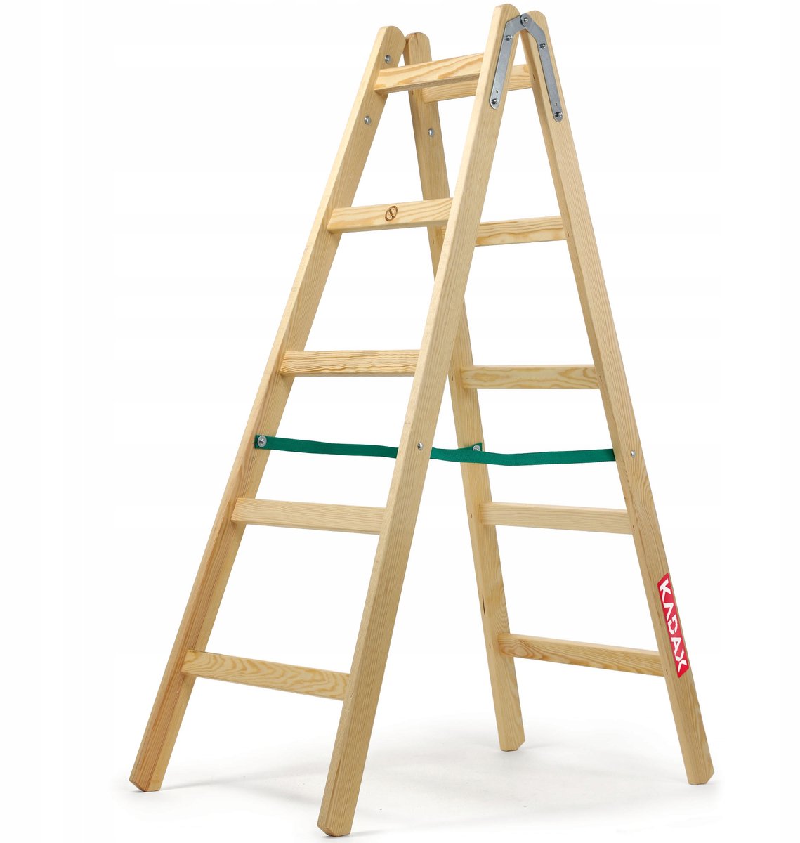 KADAX Houten ladder, bokladder tot 150 kg, opvouwbare schilderladder, dubbele trap ladder met stalen haken, elektricienieladder, staande ladder, huishoudladder (5 treden) – foto 7