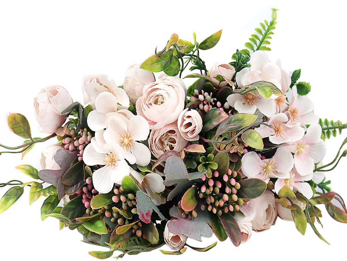 Zijden kunstbloemen - set van 3 - roze - hoogwaardig materiaal