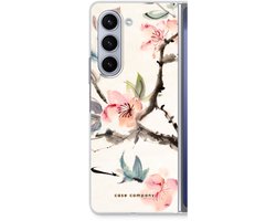 Case Company® - Hoesje geschikt voor Samsung Galaxy Z Fold5 hoesje - Japanse bloemen - Soft Cover Telefoonhoesje - Bescherming aan alle Kanten en Schermrand