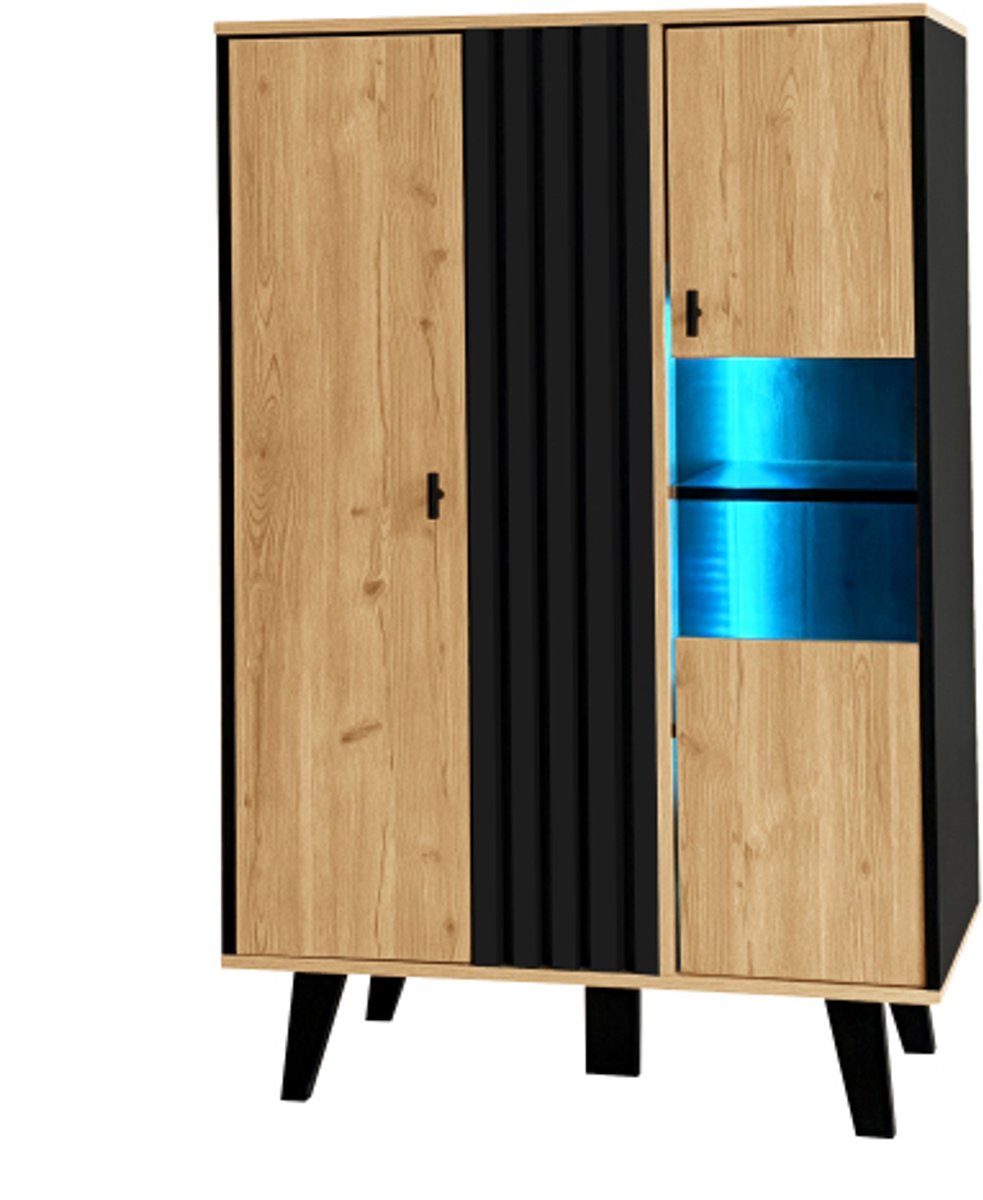 3-delige woonkamermeubelset – salontafel, tv-meubel en dressoir – modern design in hout en zwart – veel opbergruimte, stijlvolle elegantie voor elk huis