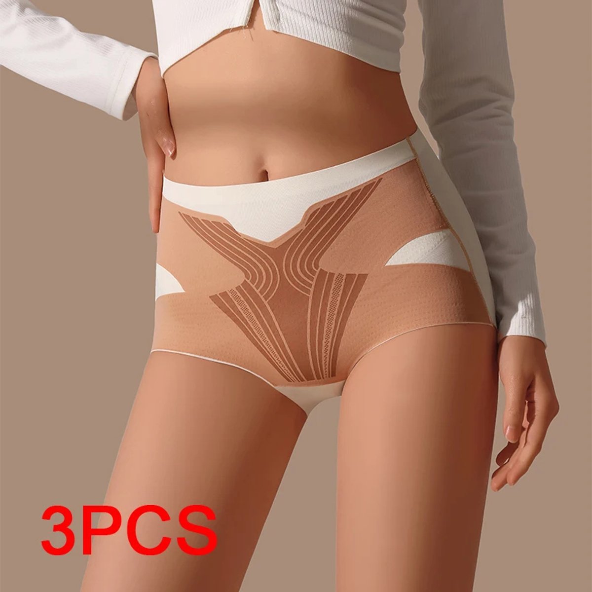 rimmo Dames Shapewear Slip met Push-Up & Buikcontrole – Corrigerend Ondergoed, Tailletrainer & Postpartum Slipje – beige
