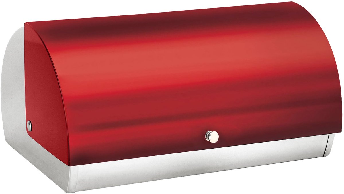Cheffinger, Broodtrommel van roestvrij staal 38,5x28x18,5 cm met klapdeksel, Rood