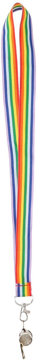 Fluitje met regenboog keycord
