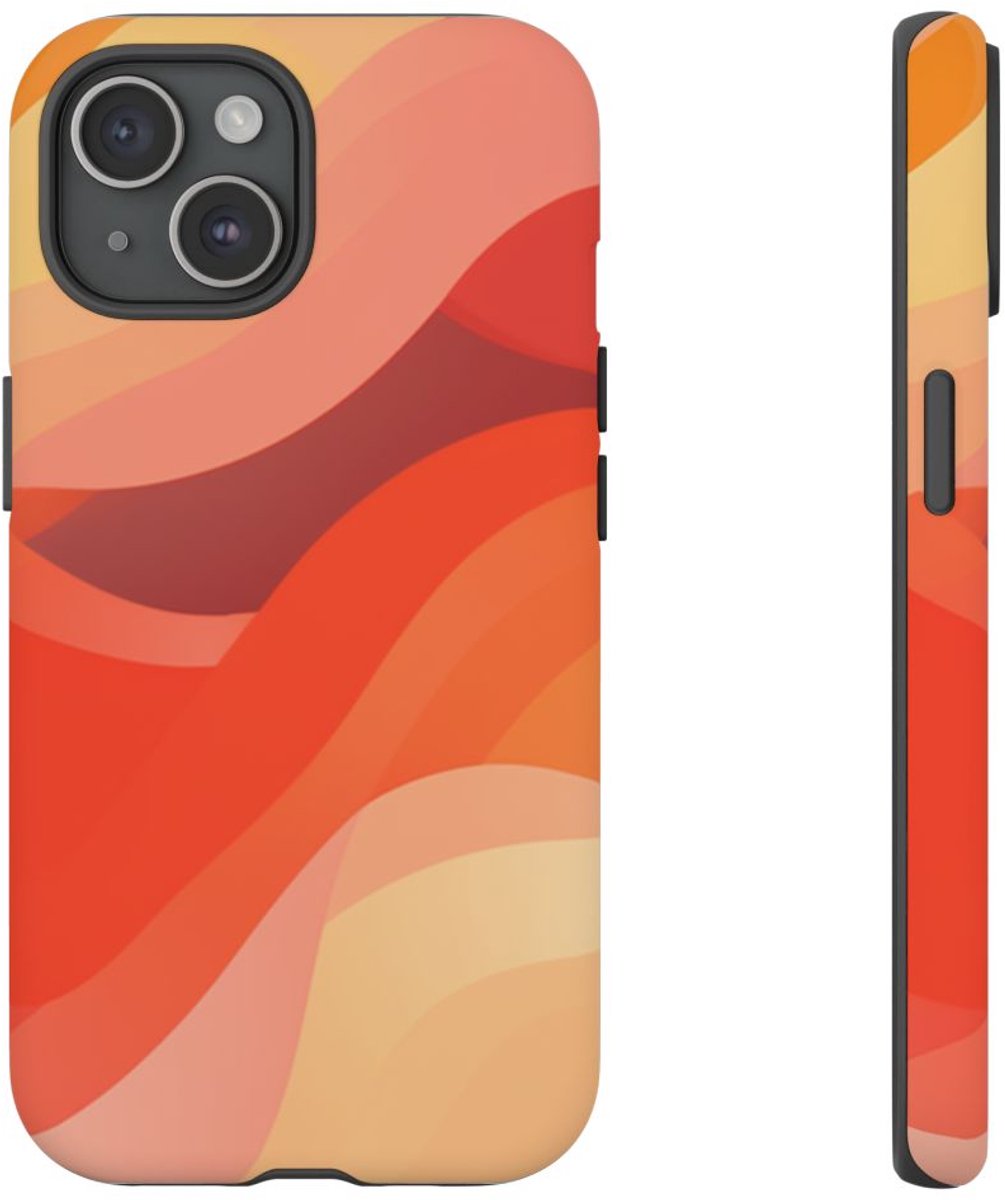Warme Abstracte Golfpatronen – Telefoonhoesje Geschikt voor iPhone 15