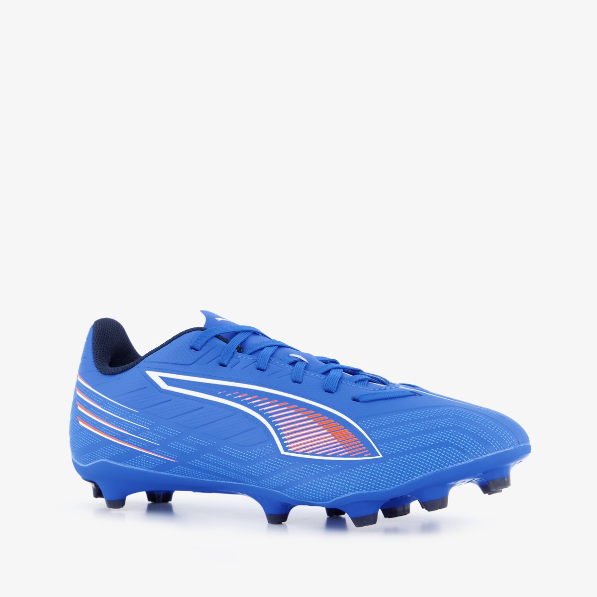 Blauwe Puma Ultra 6 Play MG voetbalschoenen voor dames, maat 42, met uitneembare zool en rubberen MG noppen.