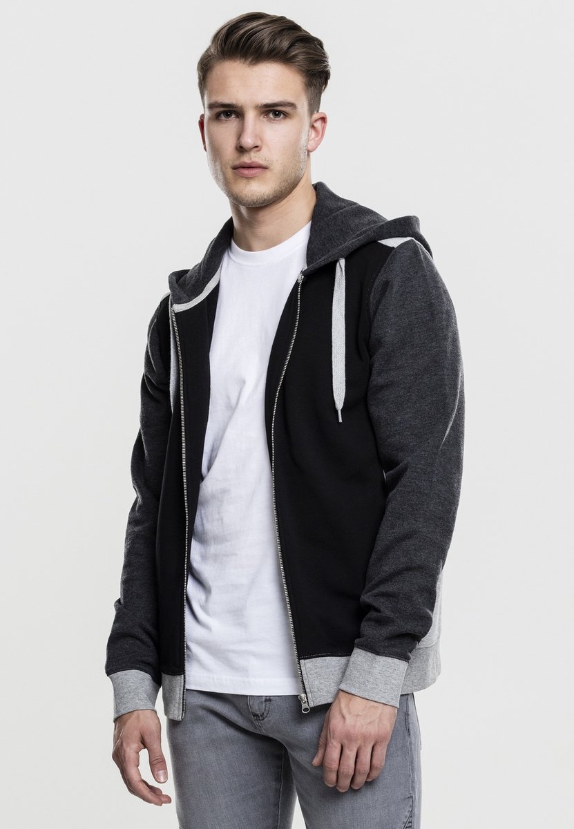 Urban Classics 3-Tone Sweat Vest met capuchon S Zwart