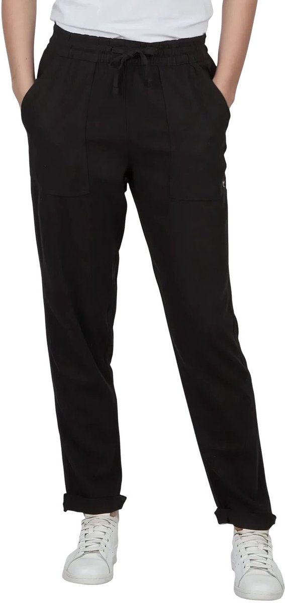 DENIMFY Dames Chino Broek DFLinda regular/straight Zwart M Volwassenen
