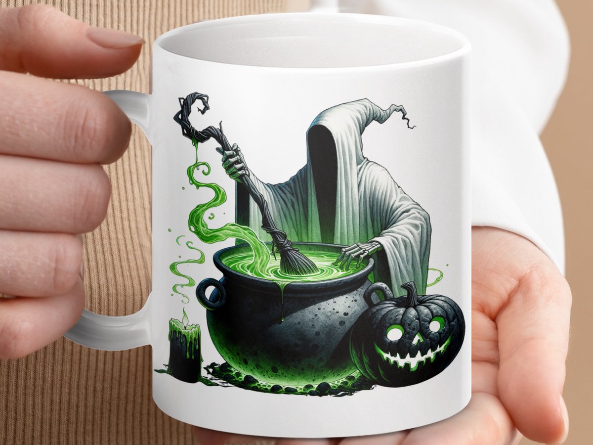 Mok, Halloween Heks Ketel, Geest, Pompoen, Kaars Mug, Spookachtig, Herfst Decor, Halloween