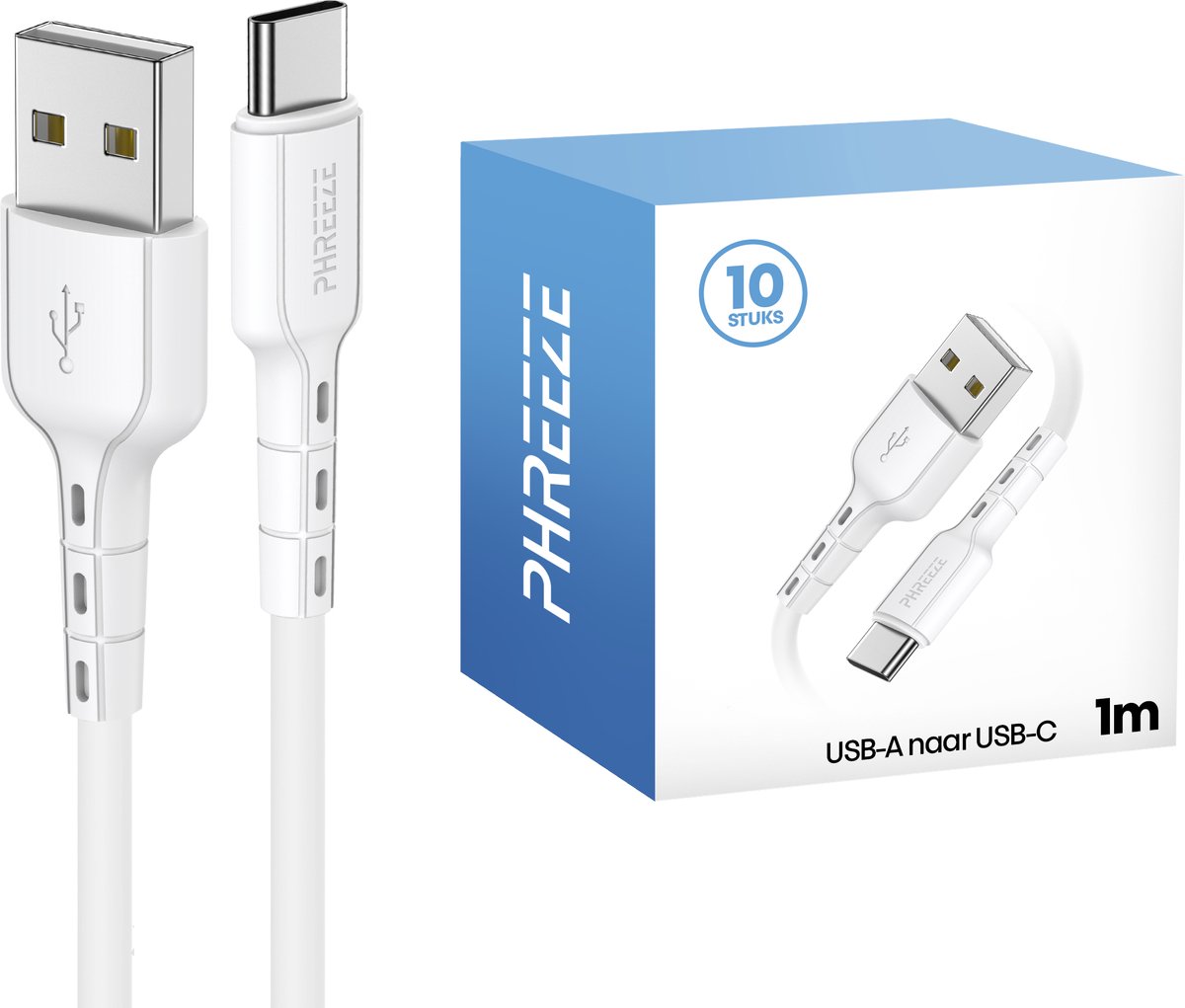 Grootverpakking usb kabels - Usb C naar usb A kabel - 10 stuks - 1 meter