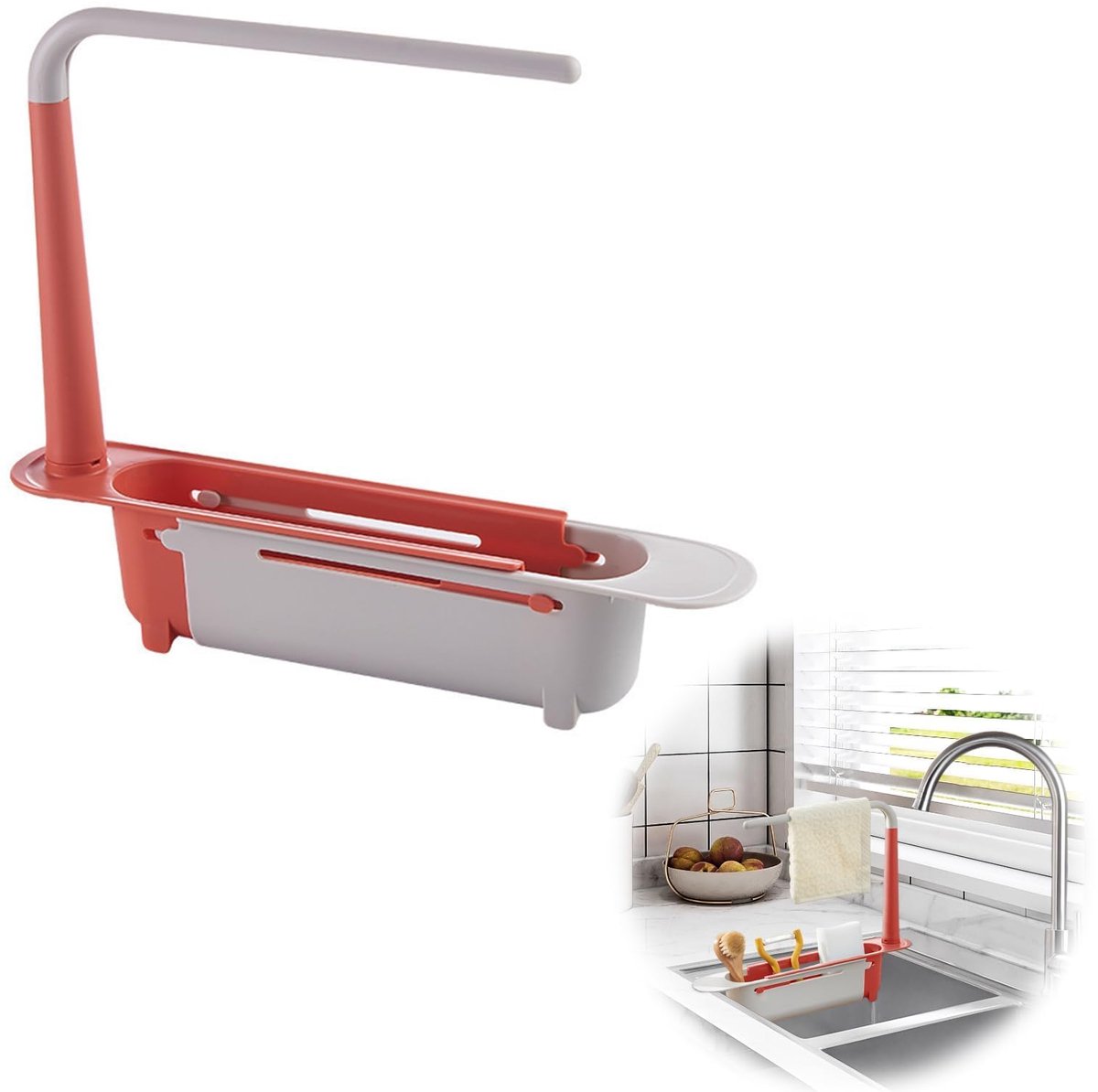 Ibenzoa® Verstelbare en Ruimtebesparende Gootsteenorganizer voor Keuken en Badkamer