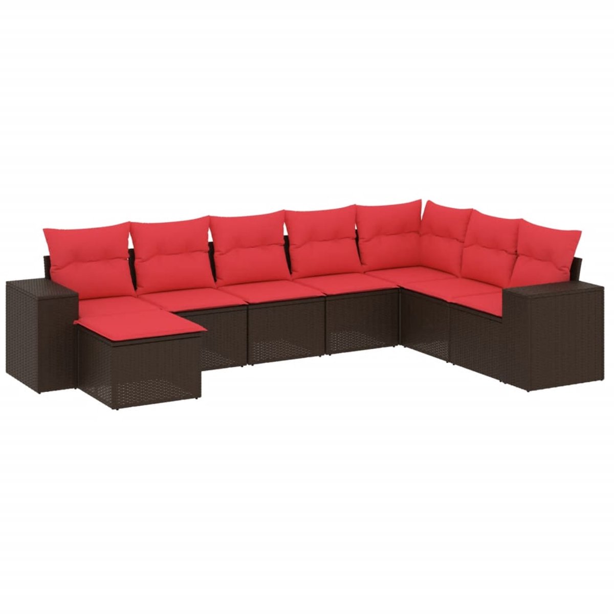 vidaXL - 8-delige - tuinbankset - met - kussens, - bruin - polyrotan
