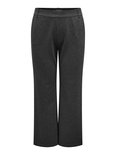 Donkergrijze wijde broek met knoop- en ritssluiting, gezien van voren.