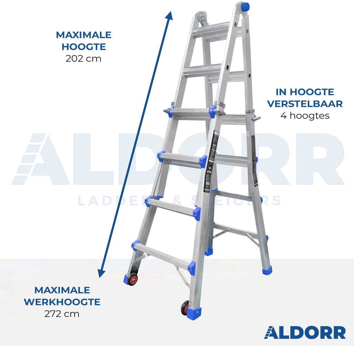 ALDORR Home - Multiladder Uitschuifbare Vouwladder 4x4 - 4,10 meter – foto 7