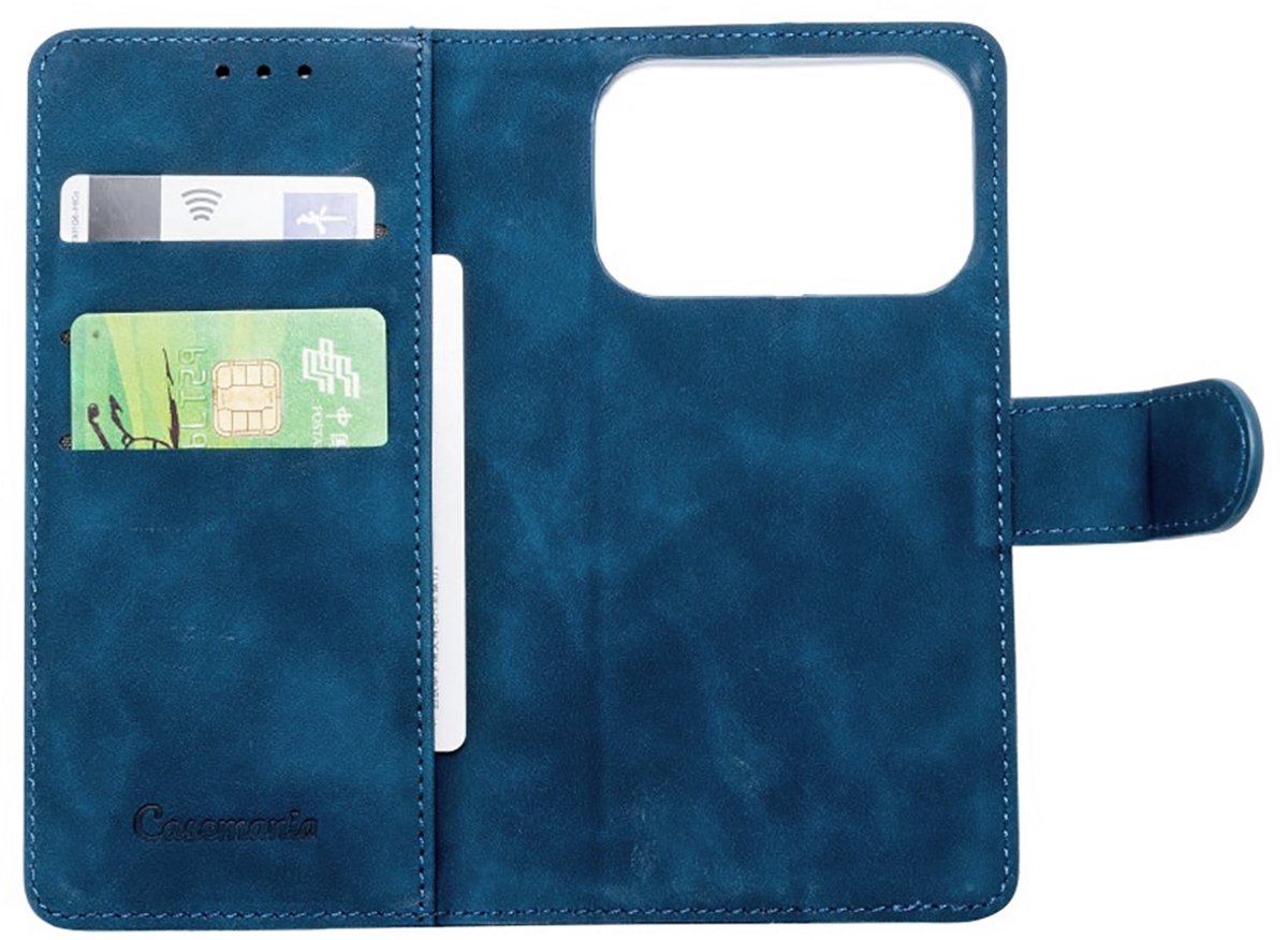 CaseMania Bookcase hoesje geschikt voor iPhone 17 Pro Max - Effen Donkerblauw - Kunstleer - 2-in-1 Magnetisch Uitneembaar Design - Compatible met MagSafe