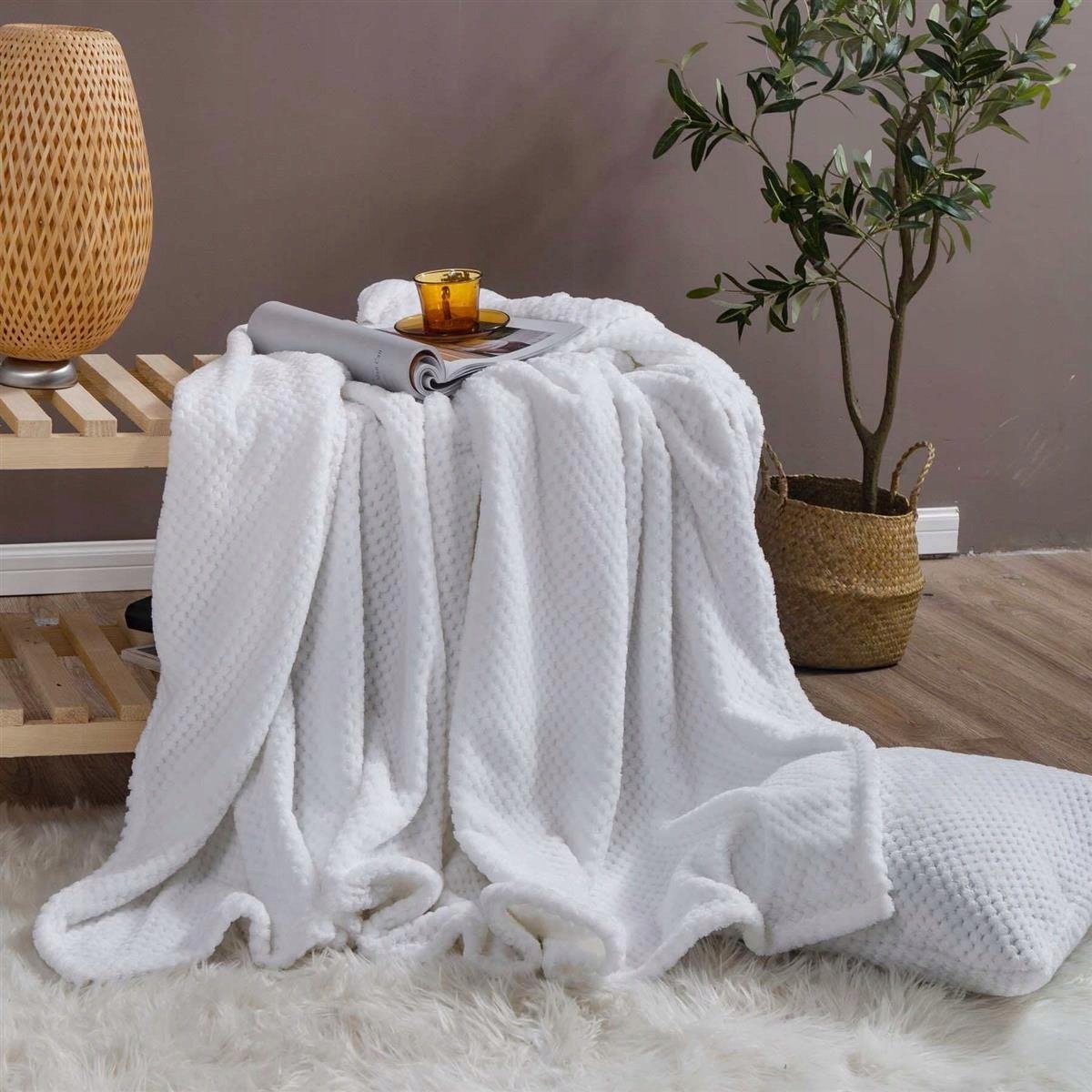Monte Witte Microvezel Plaid 70x150 cm - Zacht & Stijlvol