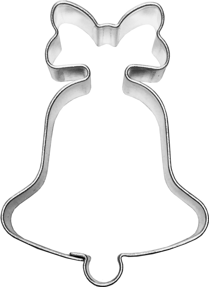 Kerstkoekjesvorm Bel met Strik - 6 cm - Roestvrij Staal