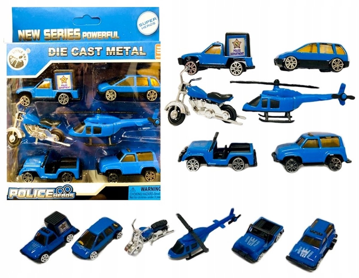 Politiewagens Speelgoed Auto's 6-Pack - Gegoten Metaal
