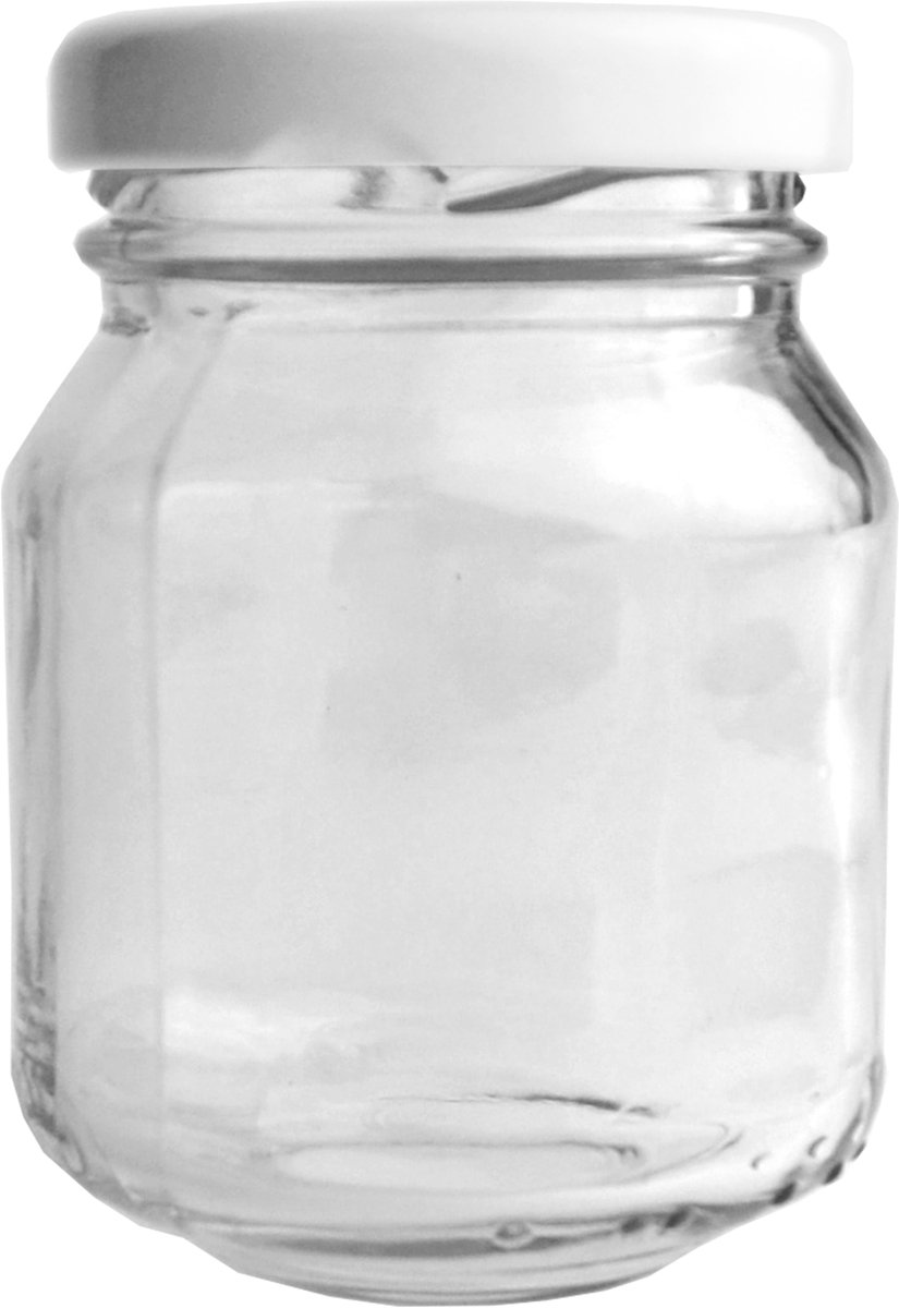 Glazen Pot 85ml met Witte Deksel - Ideaal voor Kruiden en Honing