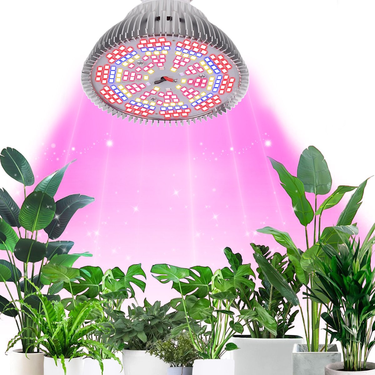 Rosnek 200 LED Full Spectrum Groeilamp E27 voor Binnenplanten - 26W Energiezuinig Kweeklamp Bloeilamp voor Hydrocultuur, Kas en Zaadgroei