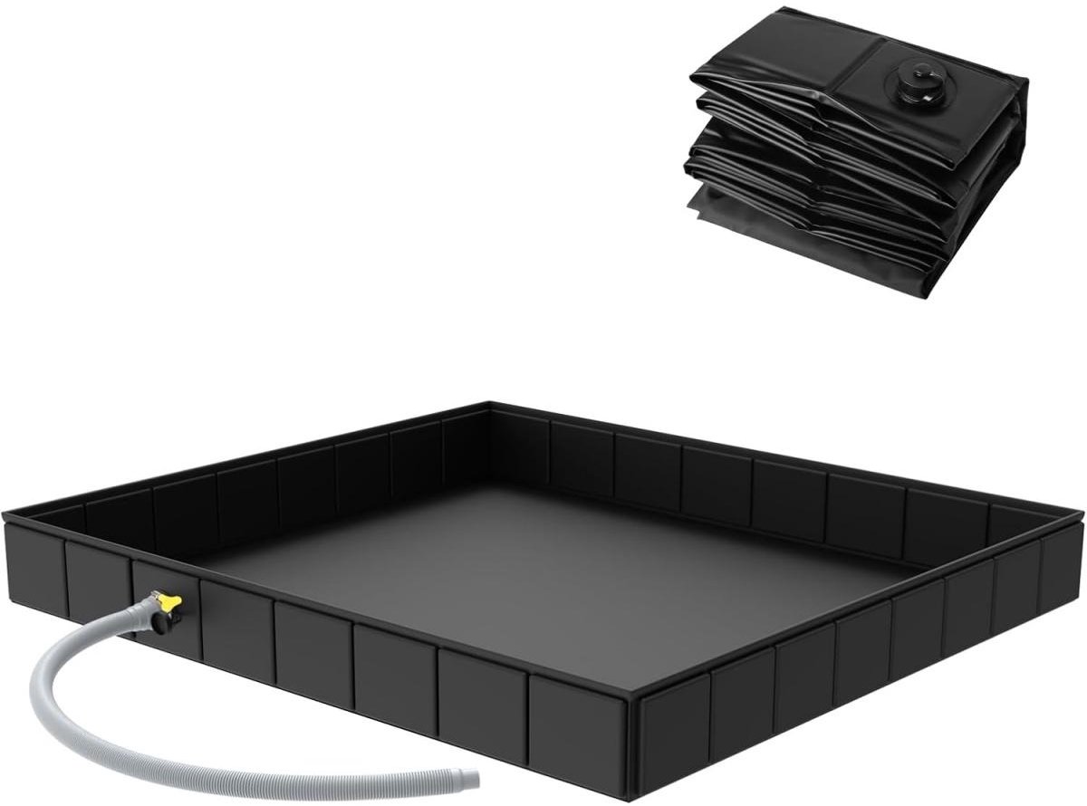 EXCITAT Opvouwbare douchebak - Draagbare douchebak - Opvouwbare douchebak en wastafelvloer - met verwijderbare afvoerslang - voor campers, buiten, binnen - Zwart - 104x104x13cm