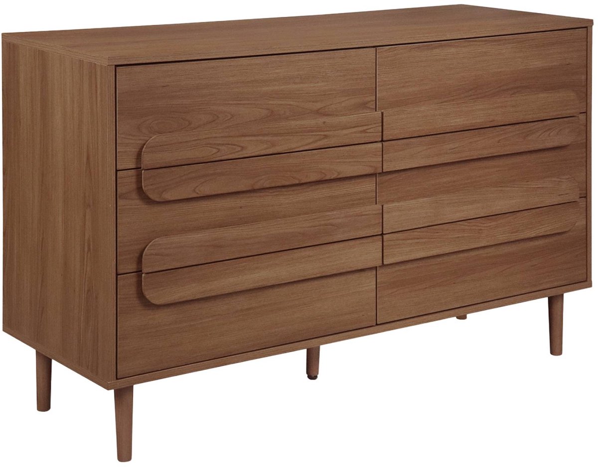 sweeek Vintage ladekast houtdecor met 6 lades 120cm - juliana Walnoot