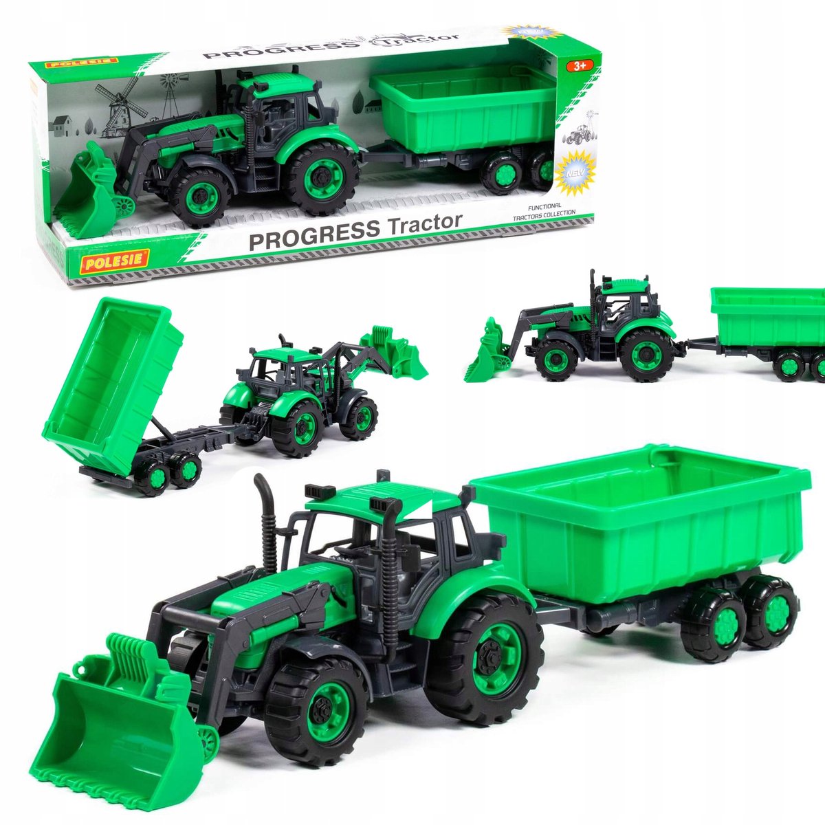 Voortgang Traktor-Lader met Kipaanhanger - Groen