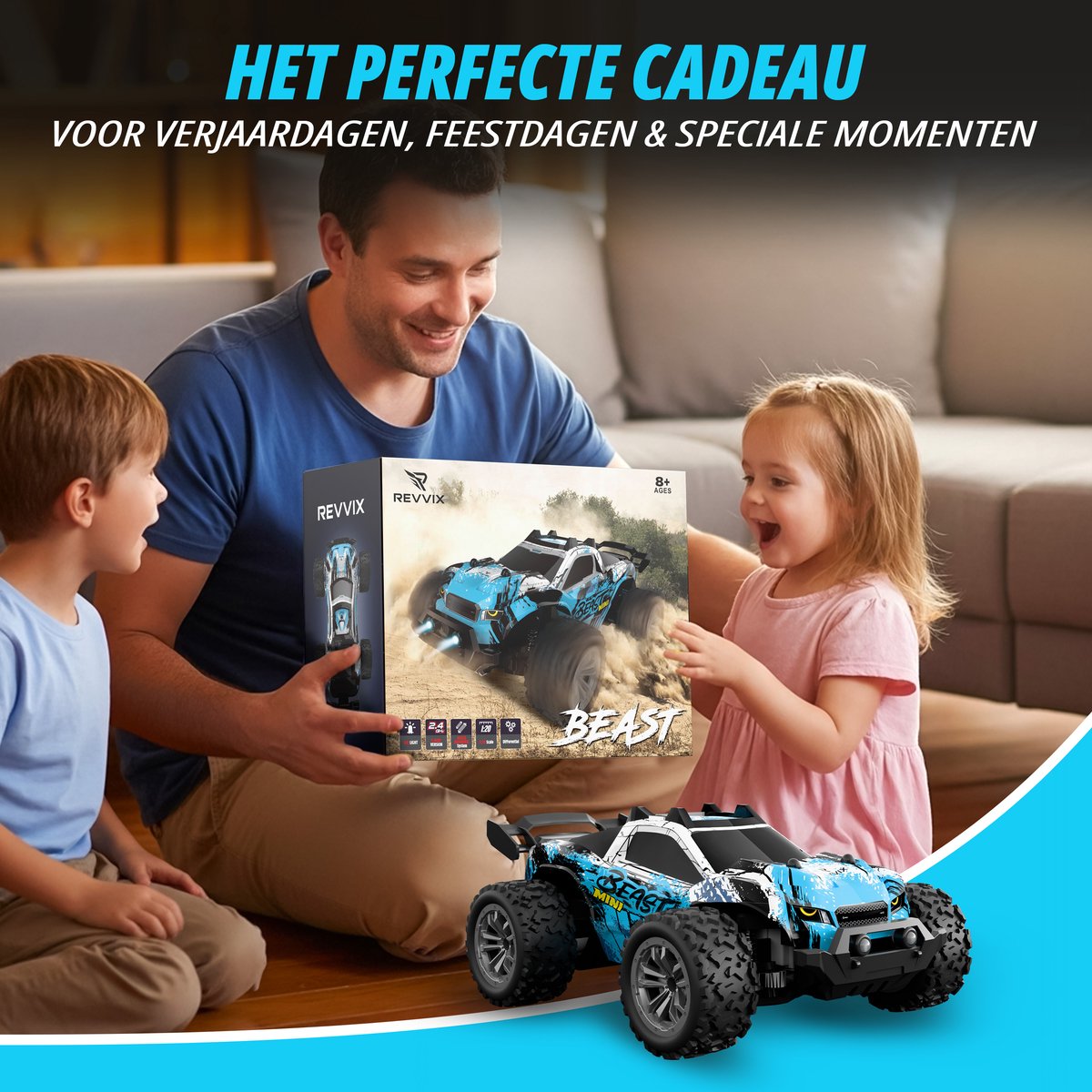 Revvix Bestuurbare Auto - RC Auto - Afstandsbestuurbare auto - Radiografisch bestuurbare auto - Race auto afstandbestuurbaar - Auto afstandsbediening - RC Drift Car - Offroad Monstertruck - 2 Accu's - 20 km/u - Buiten - voor Jongens & Volwassenen — afbeelding 10
