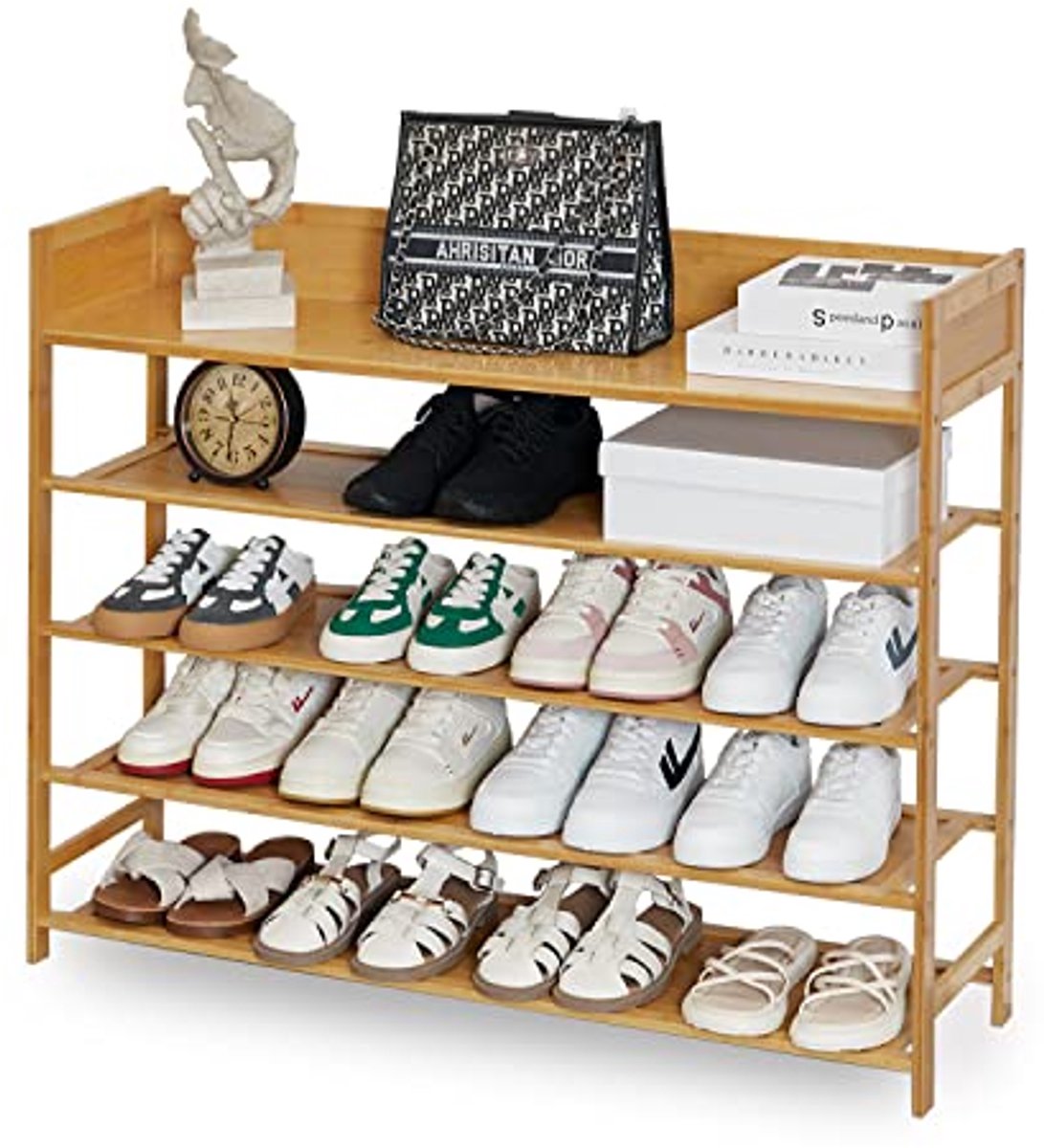 Bamboe Schoenenrek Organizer - 5 Laags Opbergplank voor Entree en Hal