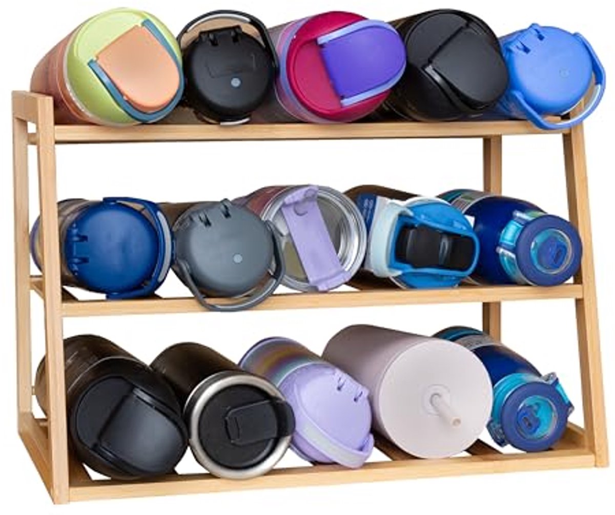 3-Tier Bamboe Waterfles Organizer voor Kast of Pantry