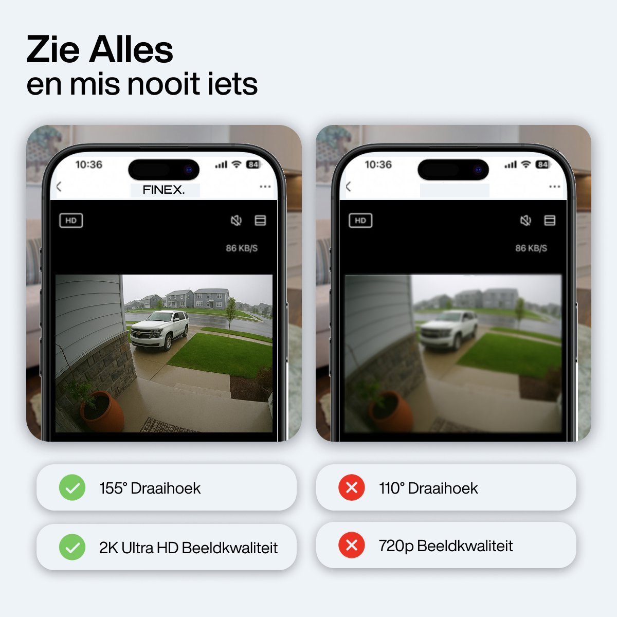 Finex Draadloze Beveiligingscamera 2K - afbeelding 2