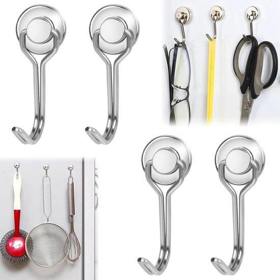 Poppstar 5 Stuks Magneet Haken Zwart Extra Sterk (Houdkracht