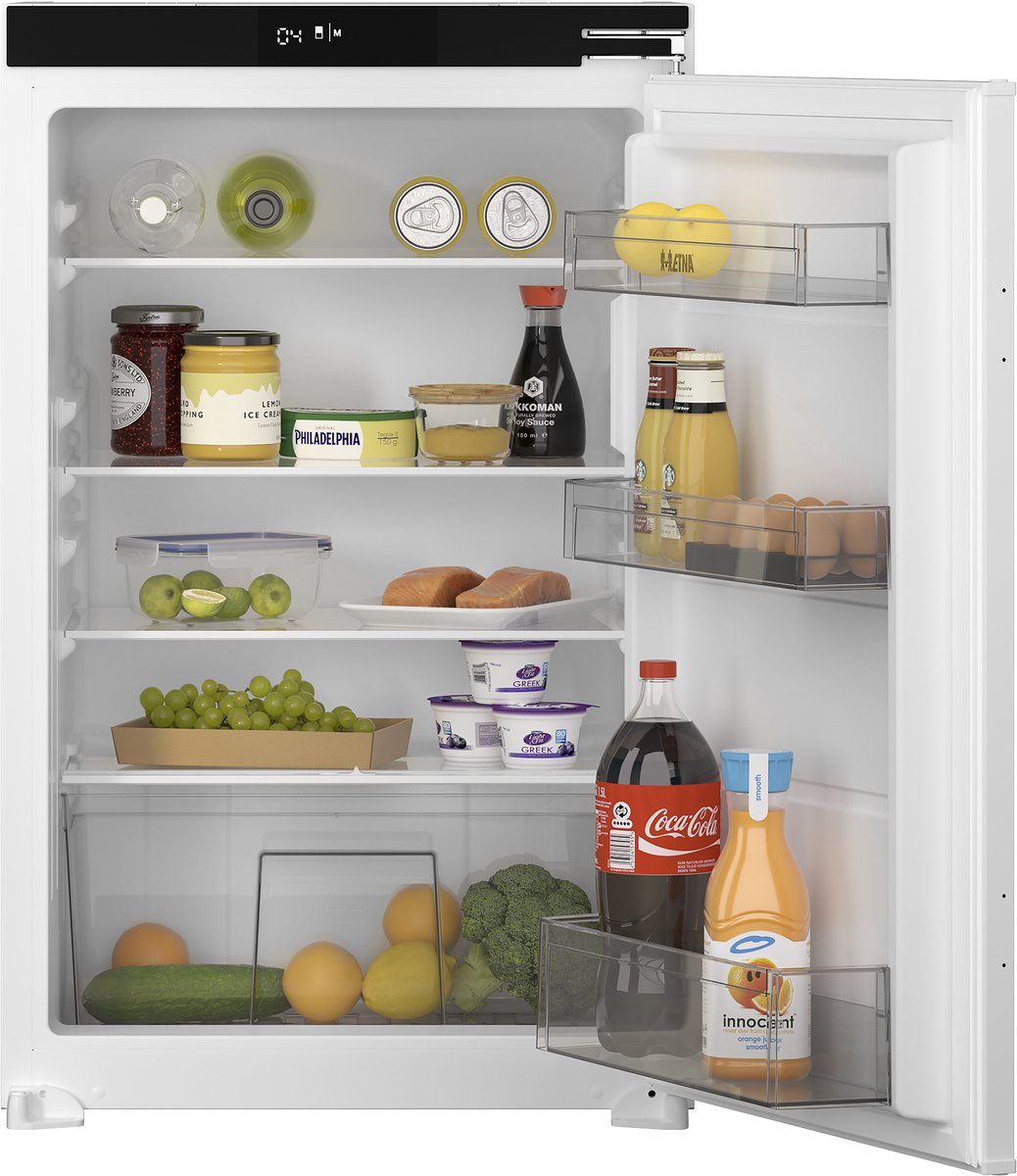 ETNA KKS7088T - Inbouw sleepdeur koelkast - 126L - Wit- Automatisch ontdooien - Heldere LED verlichting - SuperCool - LED display - Luchtvochtigheidsregeling groentelade - Energieklasse D - Geluidsniveau 32 dB(A)