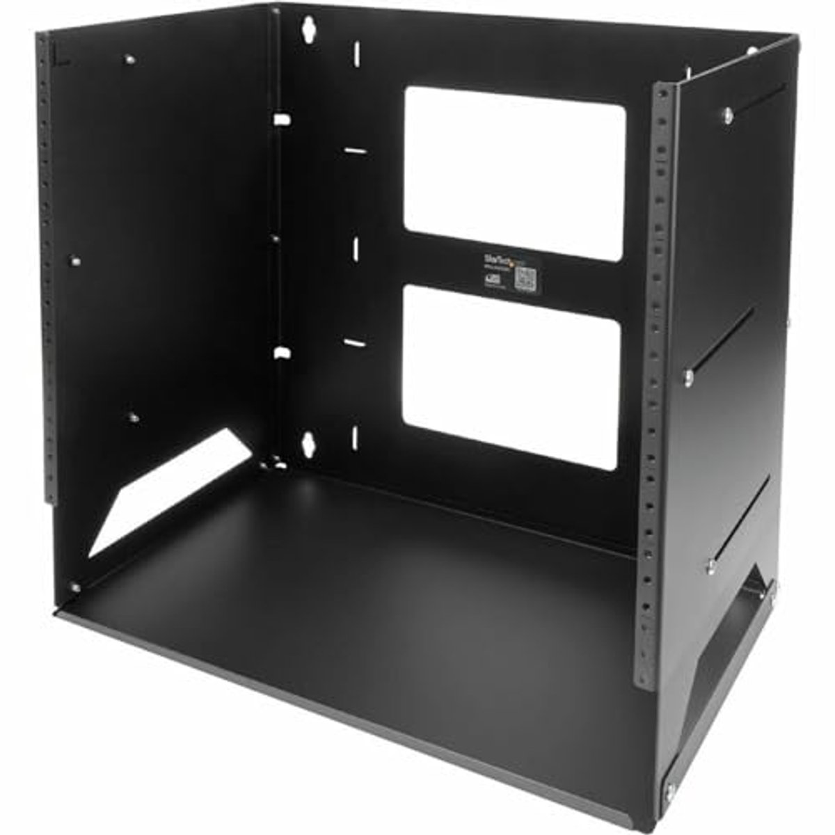 8U Open Frame Wandrek met Ingebouwd Plankje - Verstelbare Diepte voor Server & AV Apparatuur