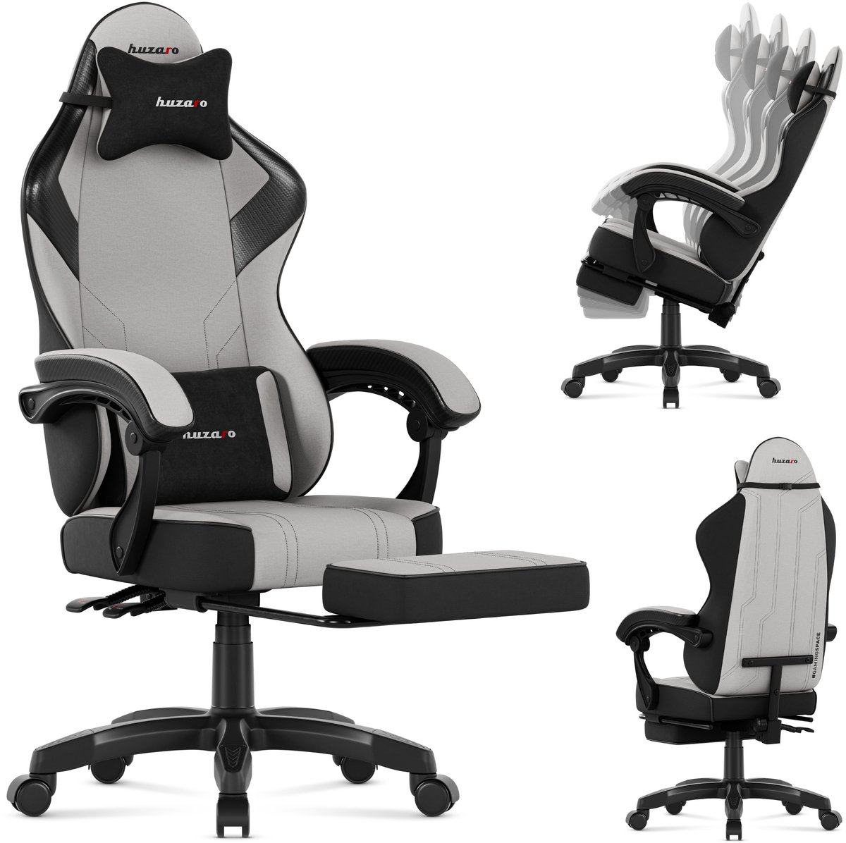 Huzaro Force 3.7 Ergonomische Gamestoel met Voetsteun - Comfortabele Bureaustoel - Grey
