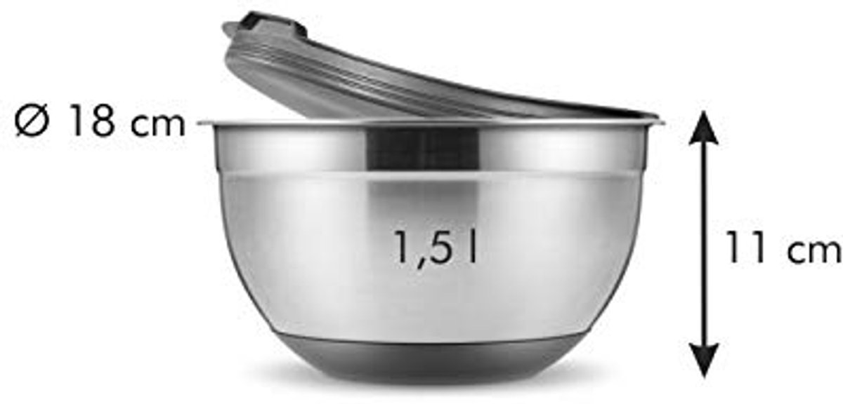 Kom met Deksel 18 cm - 1,5 L, Hoogwaardige Keukenaccessoires