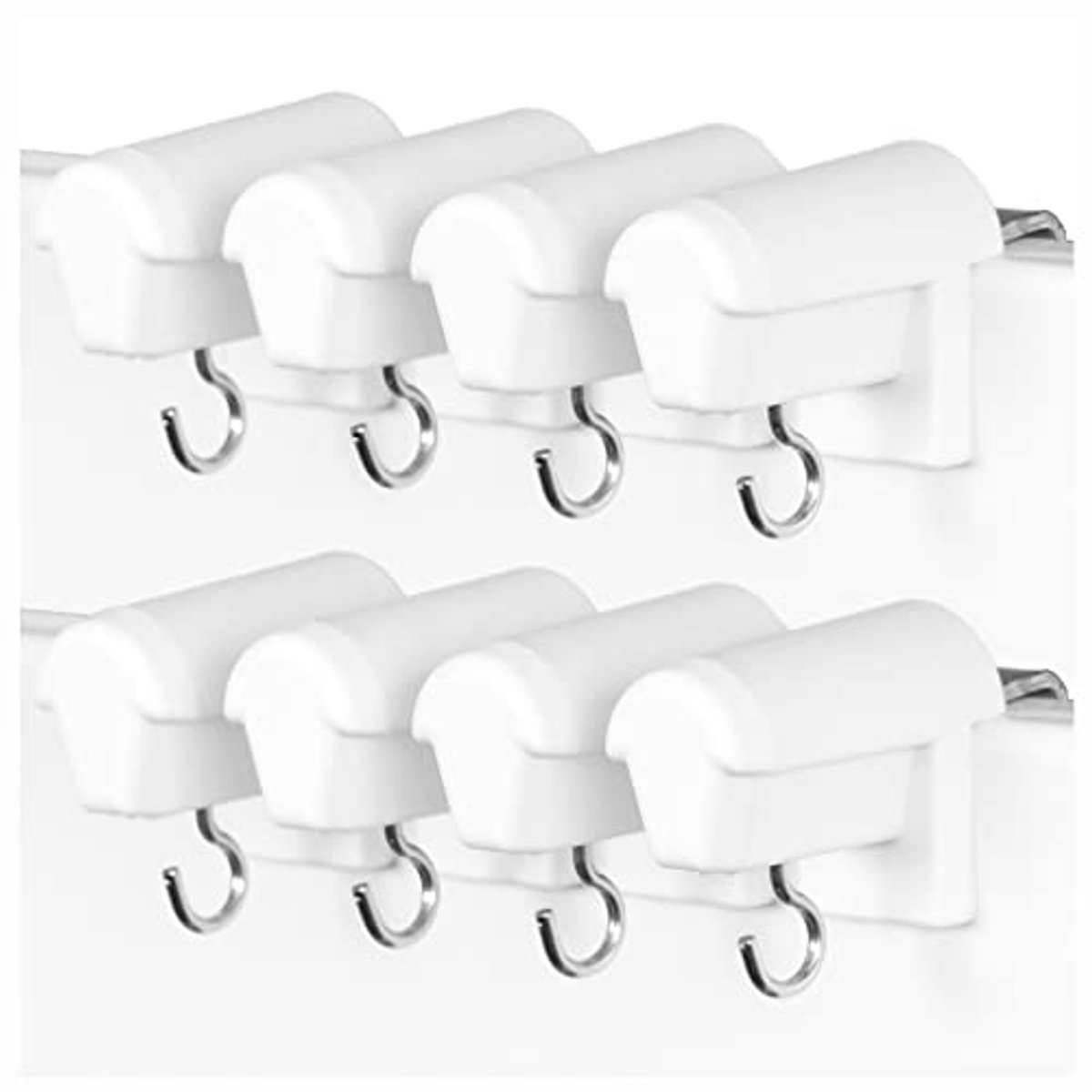 4 Pairs of Adjustable White Window Hooks - No Drilling Needed for Window Decorations and Roller Blinds
