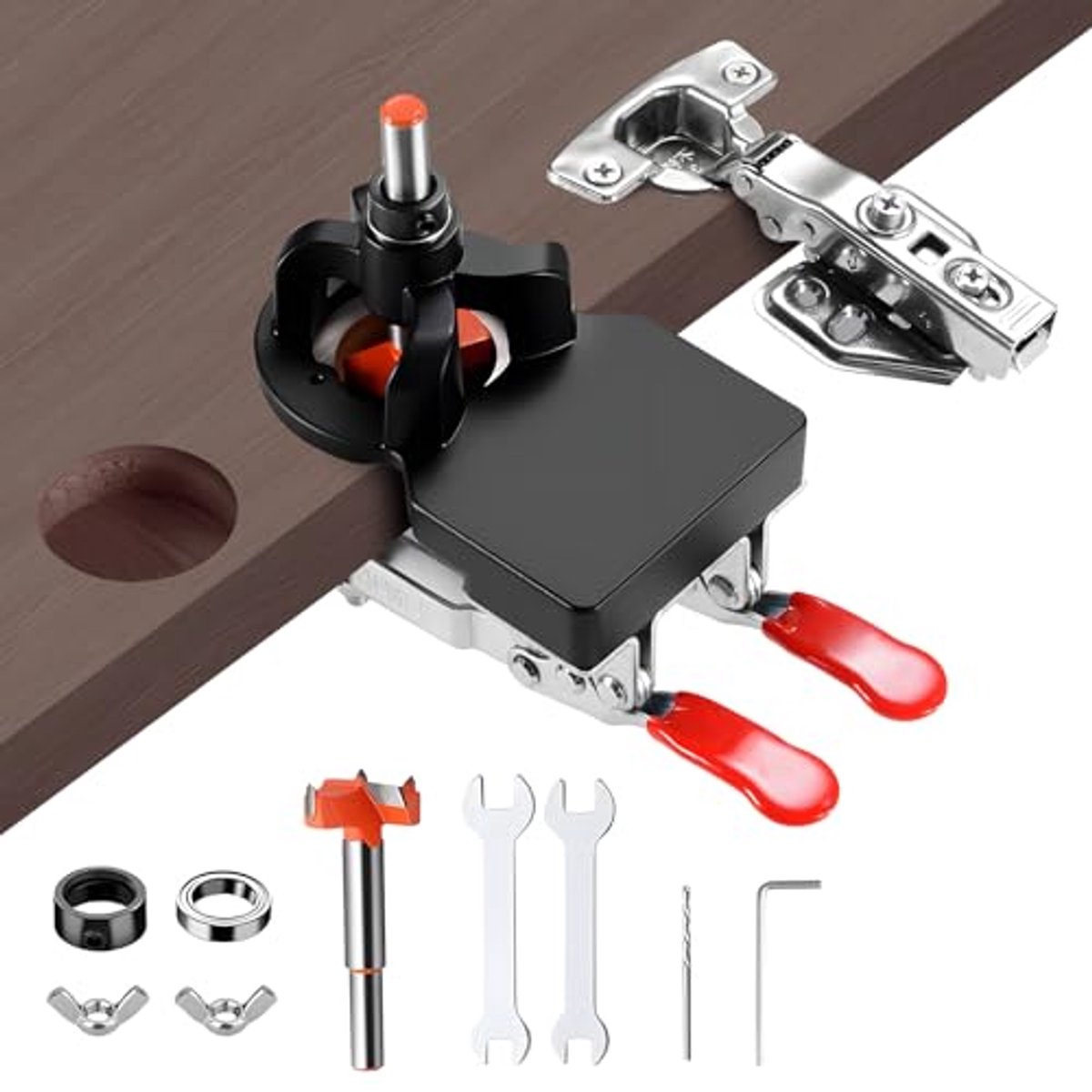 Precisie boormal voor scharnieren 35mm - Snelle ontgrendeling, nauwkeurige bevestiging voor houtbewerking