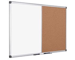 Combi Bord, Kork en Magnetisch Whiteboard met Aluminium Frame, 90x60cm