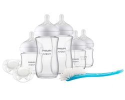 Philips Avent Natural Response – Glazen Cadeauset – 5 Flessen + 2 Fopspenen + Flessenborstel - SCD879/11
