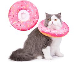 Beschermkraag - Comfortabele Kraag - Met Trekkoord - Geschikt voor nekomtrek 17-27 cm - Kattenkap - Anti-bijtkatten Beschermende kraag - Wondbescherming en Herstel na Operatie - Dierenbeschermkraag - Kattenkraag - Voorkomt door Krabben - Roze