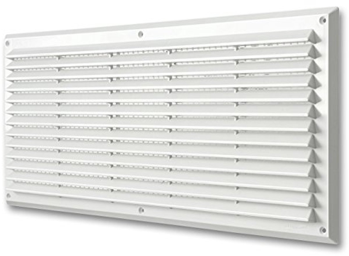 Kunststof Ventilatie Rooster 500 x 227 mm - Wit, Rechthoekig